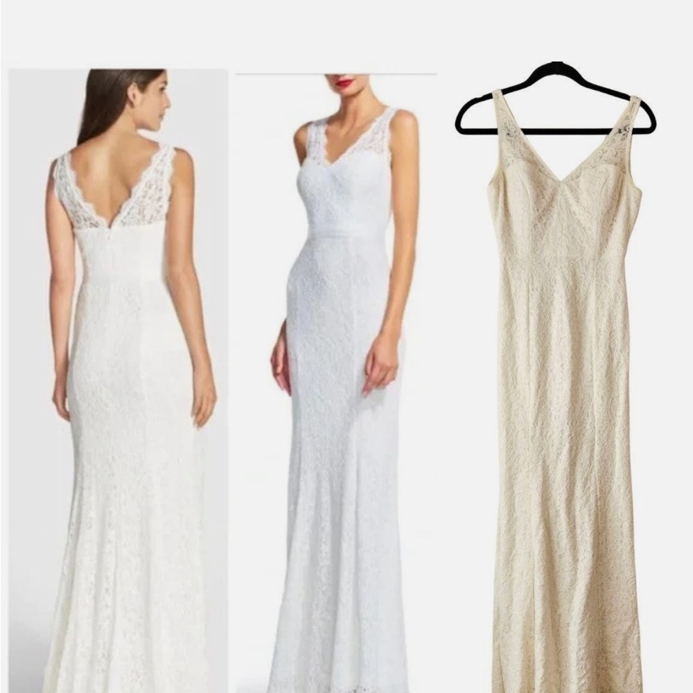 Adrianna Papell Sleeveless Bridal Dress Ivory - Picture 2 of 16